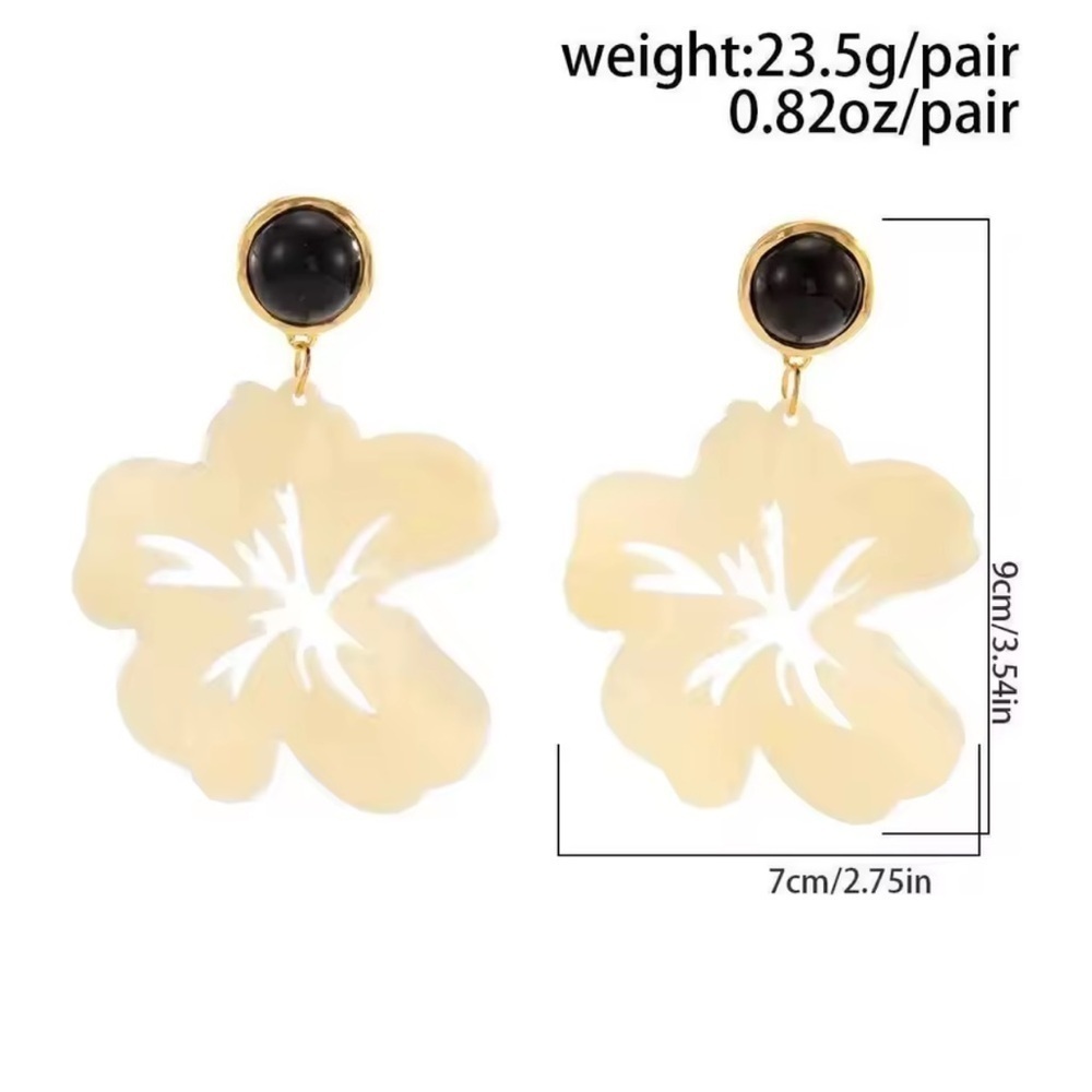 Zara Exaggerated Acrylic Flower Dangle Earrings - Picture 9 of 9